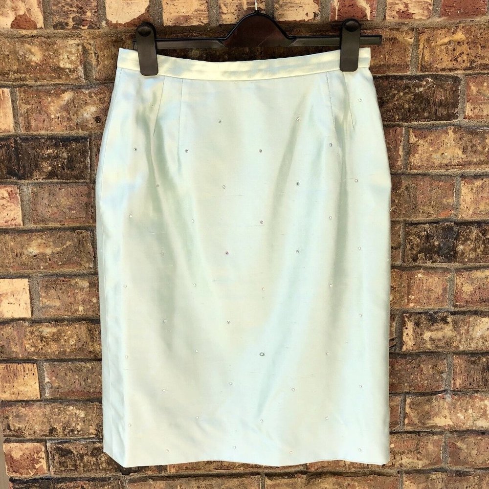 Vintage Travilla Skirt Suit Womens 10 Used Green Special Occasion - Picture 6 of 16